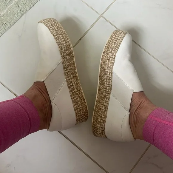 Vince Wilden white leather slip-on espadrille platform sneaker 38.5 8.5 worn 3x - Picture 9 of 9